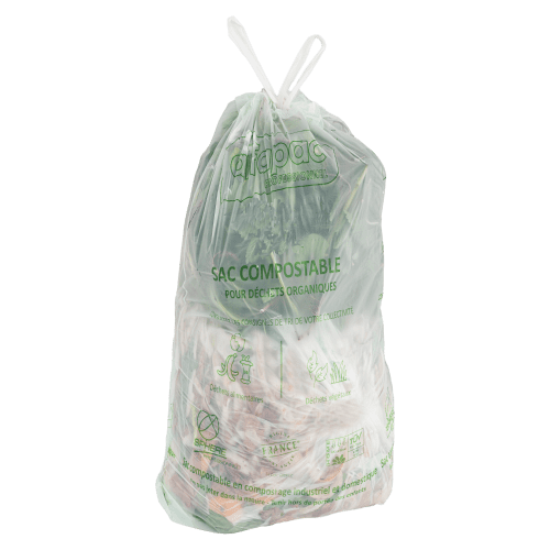 Sacs poubelle 110L vert 30µ lien coulissant Alfapac photo du produit front L