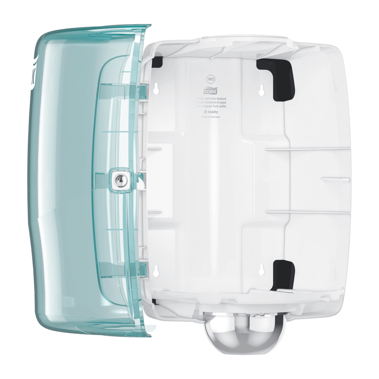 Distributeur d'essuyage dévidage central Tork W2 turquoise/blanc photo du produit Side View ZOOM