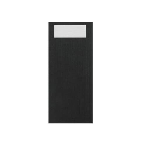 Pochette à couverts kraft ébène avec serviette papier blanche 23 x 39 cm 2 plis Manufacture de l'Ephémère photo du produit front L