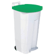 Poubelle mobile plastique à pédale 90L blanc/vert Rossignol photo du produit
