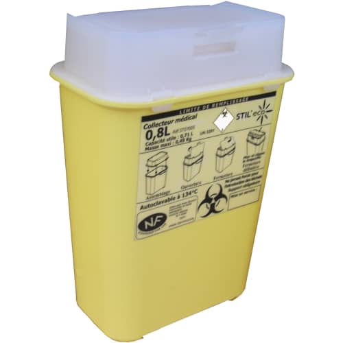 Collecteur boîte à aiguilles DASRI Stil Eco 0,8L Essentia NF X photo du produit front L