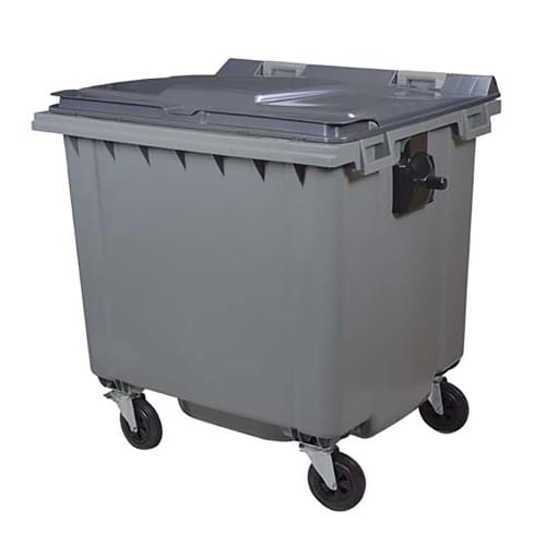 Conteneur 4 roues PEHD Korok sans barre 1000L gris/gris Rossignol photo du produit front L