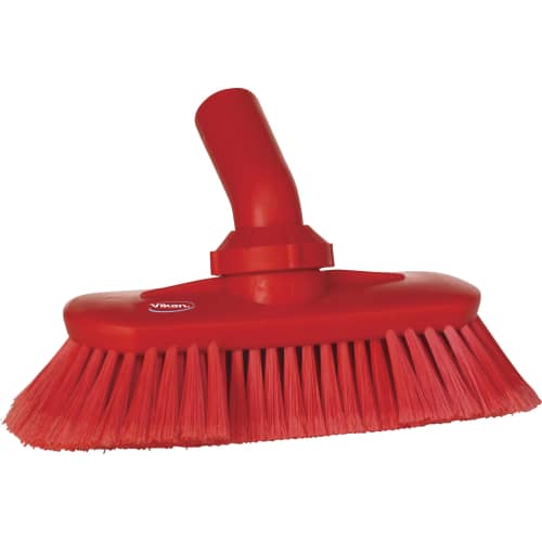 Brosse à main à passage d'eau à angle réglable fibres souples alimentaire PLP 24cm rouge Vikan photo du produit front L