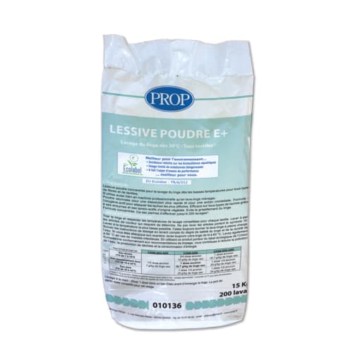 PROP lessive poudre E+ certifiée Ecolabel sac de 15kg photo du produit