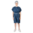 Kit d'opéré complet (blouse SMS bleu foncé manches courtes, charlotte PLP blanc, surchaussures PLP blanc, slip PLP bleu foncé) taille enfant PROP photo du produit