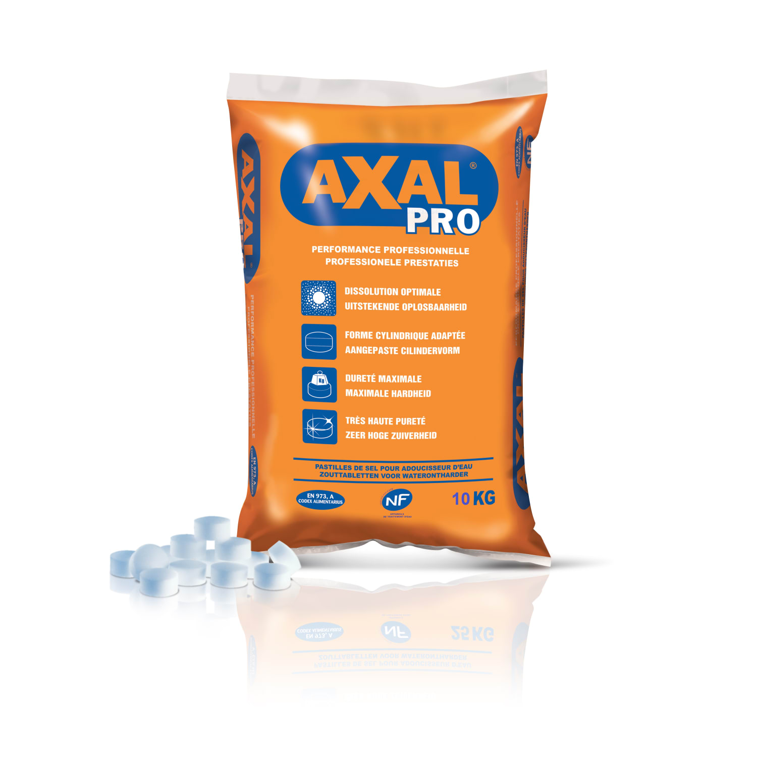 Pastilles de sel pour adoucisseur d'eau Axal Pro sac de 10kg photo du produit