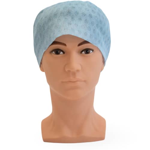 Calot chirurgien non-tissé perforé bleu double bande Indutex photo du produit front L