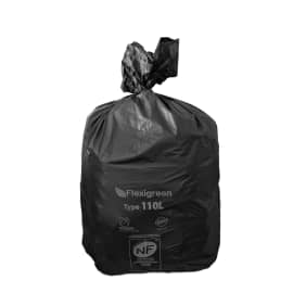 Sacs poubelle 110L flexigreen NFE  noir  21µ  lien classique Jet'sac