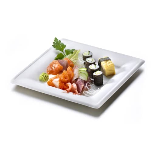 Assiette fibres végétales carrée blanche 200x200mm Alphaform photo du produit front L