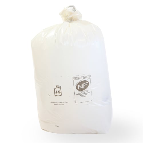 Sac plastique PE BD 110L blanc 32µm NF Jet'Sac photo du produit