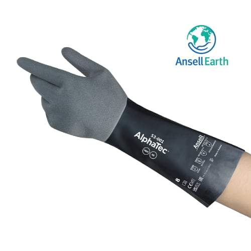 Gant de protection chimique néoprène nitrile Ansell AlphaTec 53-001 support nylon noir taille 7 photo du produit front L