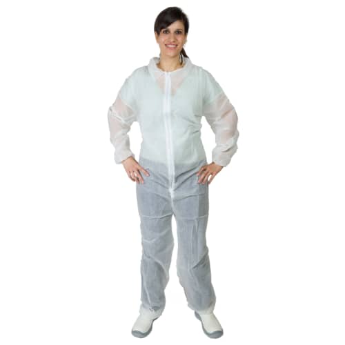 Combinaison de travail PLP 35g/m² col chemise élastiques poignets taille chevilles blanc taille L IJN photo du produit front L