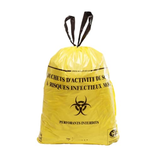 Sac plastique DASRI 15L jaune 18µm NF X Sphere photo du produit front L