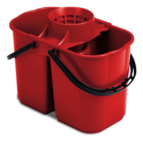 Seau bi-bac PLP 8L + 6L avec essoreur rouge Filmop photo du produit front L