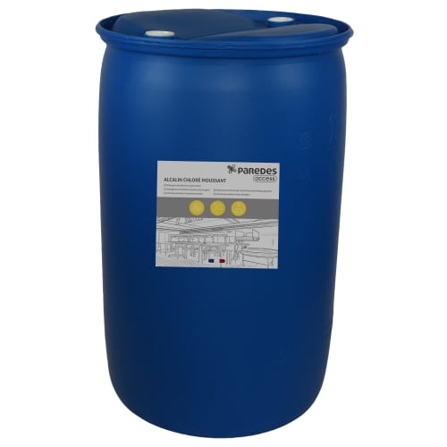 Détergent désinfectant alcalin moussant Paredes Access Alcalin chloré moussant fût de 230Kg photo du produit front L