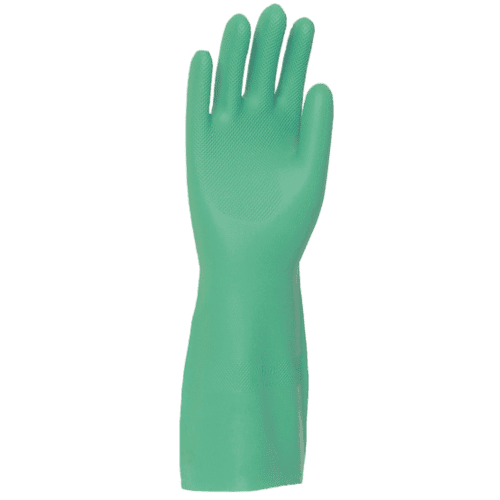 Gant protection chimique nitrile lourd vert flocké coton 41cm taille 9 Singer photo du produit front L