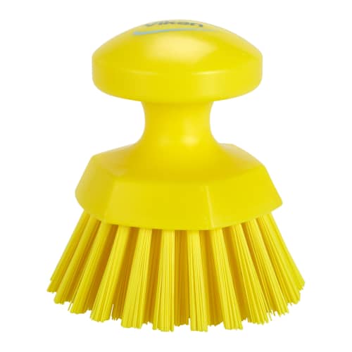 Brosse ronde fibres dures alimentaire PLP Ø11cm jaune Vikan photo du produit front L