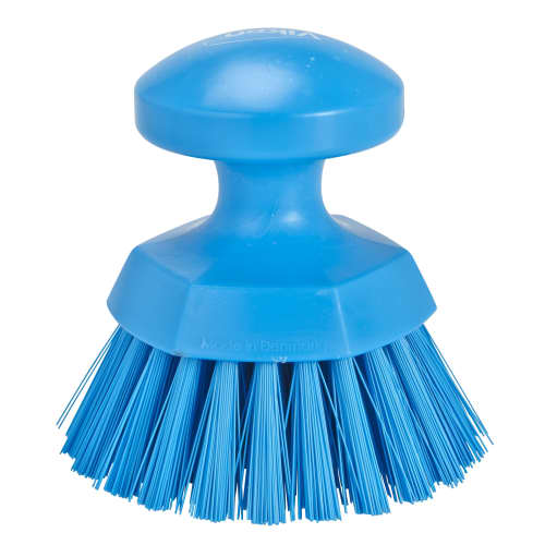 Brosse ronde fibres dures alimentaire PLP Ø11cm bleu Vikan photo du produit front L