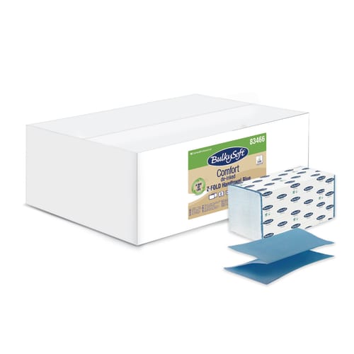 Essuie-mains plié bleu 20 x 24 cm Ecolabel Bulkysoft photo du produit front L