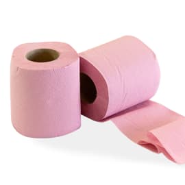 Papier toilette petit rouleau rose crêpé 1 pli 400 feuilles 9,6 x 11 cm certifié Ecolabel Papeco