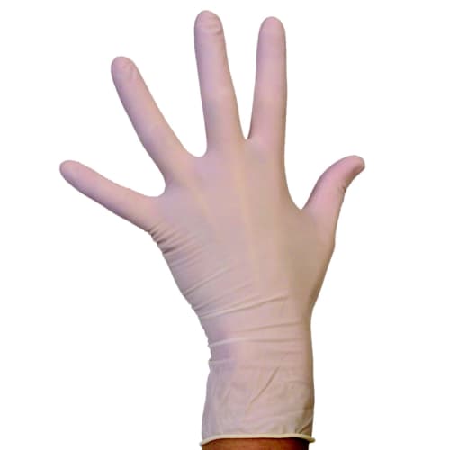 Gant à usage unique latex IJN blanc poudré taille S (6/7) photo du produit front L