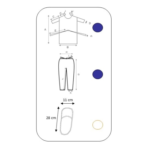 Kit ambulatoire 3 pièces (blouse opéré SMS bleu foncé, pantalon SMS à liens bleu foncé, mules confort blanches) taille L photo du produit