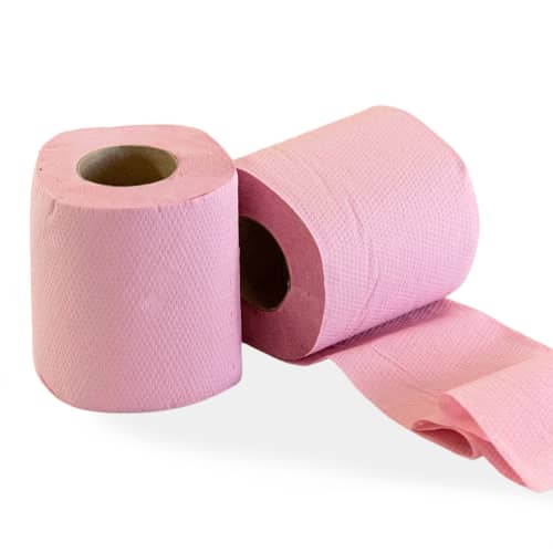 Papier toilette petit rouleau rose crêpé 1 pli 400 feuilles 9,6 x 11 cm certifié Ecolabel Papeco photo du produit front L