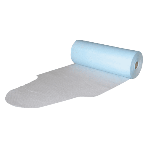 Bavoir Airlaid 50g/m² et PE 12µm à adhésifs sans poche bleu 40 x 97 cm PROP photo du produit front L