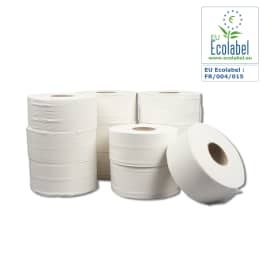 Papier toilette rouleau mini géant Paredes Ecolabel blanc 180m prédécoupé 8,4 x 24 cm