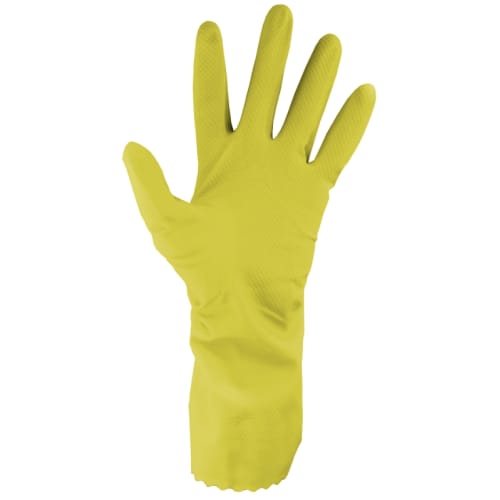 Gant de ménage latex flocké coton jaune taille M (7/8) photo du produit