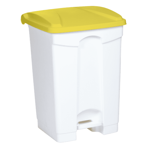 Poubelle Strongly 45L blanche + couvercle jaune Tampel photo du produit front L