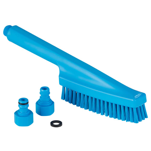 Brosse à main à passage d'eau fibres dures alimentaire PLP 33cm bleu Vikan photo du produit front L