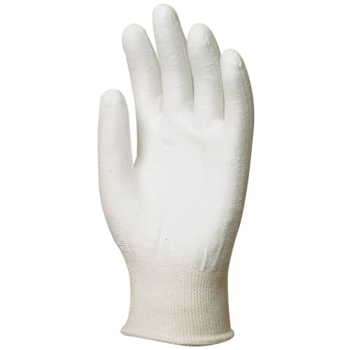 Gant protection coupures indice 3/5 polyester haute ténacité blanc enduction PU blanc, T 7 Coverguard photo du produit front L