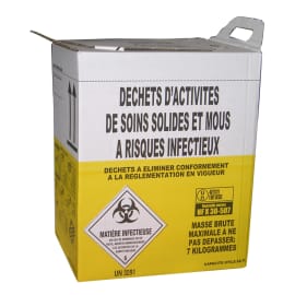Carton hospitalier DASRI 25L bas lien cranté NF X