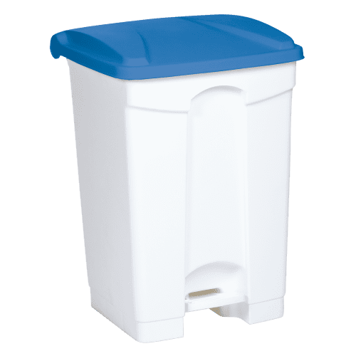Poubelle Strongly 45L blanche + couvercle bleu Tampel photo du produit front L