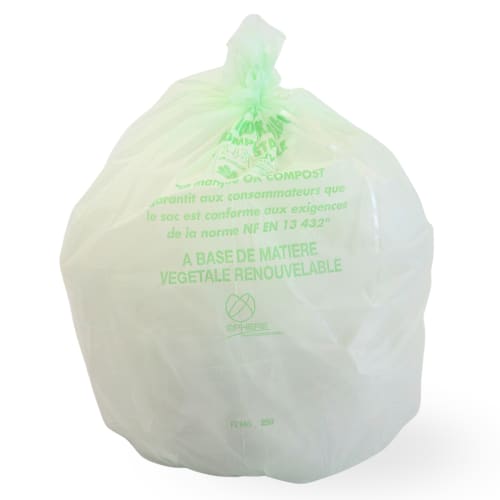 Sac plastique biodégradable 40L vert 20µm NF Jet'Sac photo du produit front L