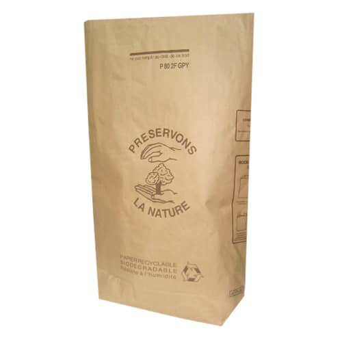 Sac papier 2 feuilles 80L traitement anti-humidité W.S avec gaine plastique intérieure photo du produit front L