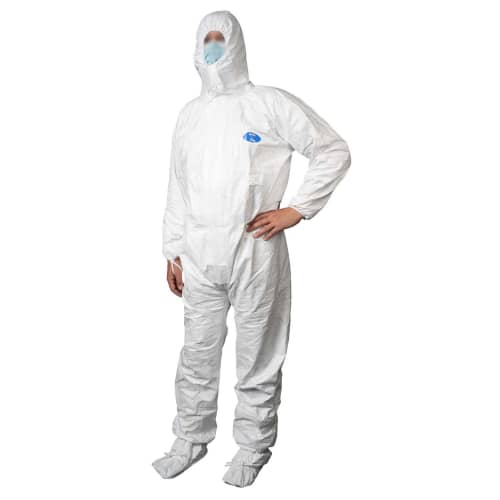 Combinaison de protection Indutex Tyvek stérile ETO avec cagoule blanc taille L photo du produit front L