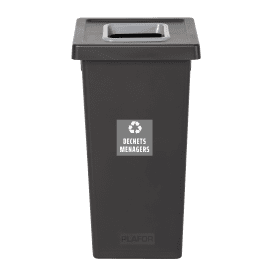Poubelle PP recyclé Fit avec insert Ecogreen 70L noir/gris Tampel