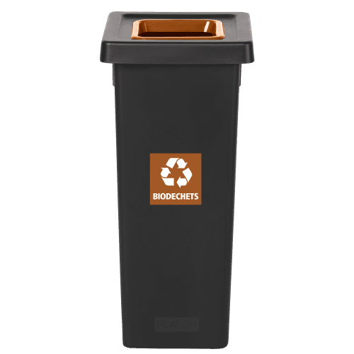 Poubelle PP recyclé Fit avec insert Ecogreen 50L noir/marron Tampel photo du produit front L
