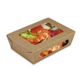 Barquette carton à couvercle charnière kraft Alphaform 100 cl 20x14 cm