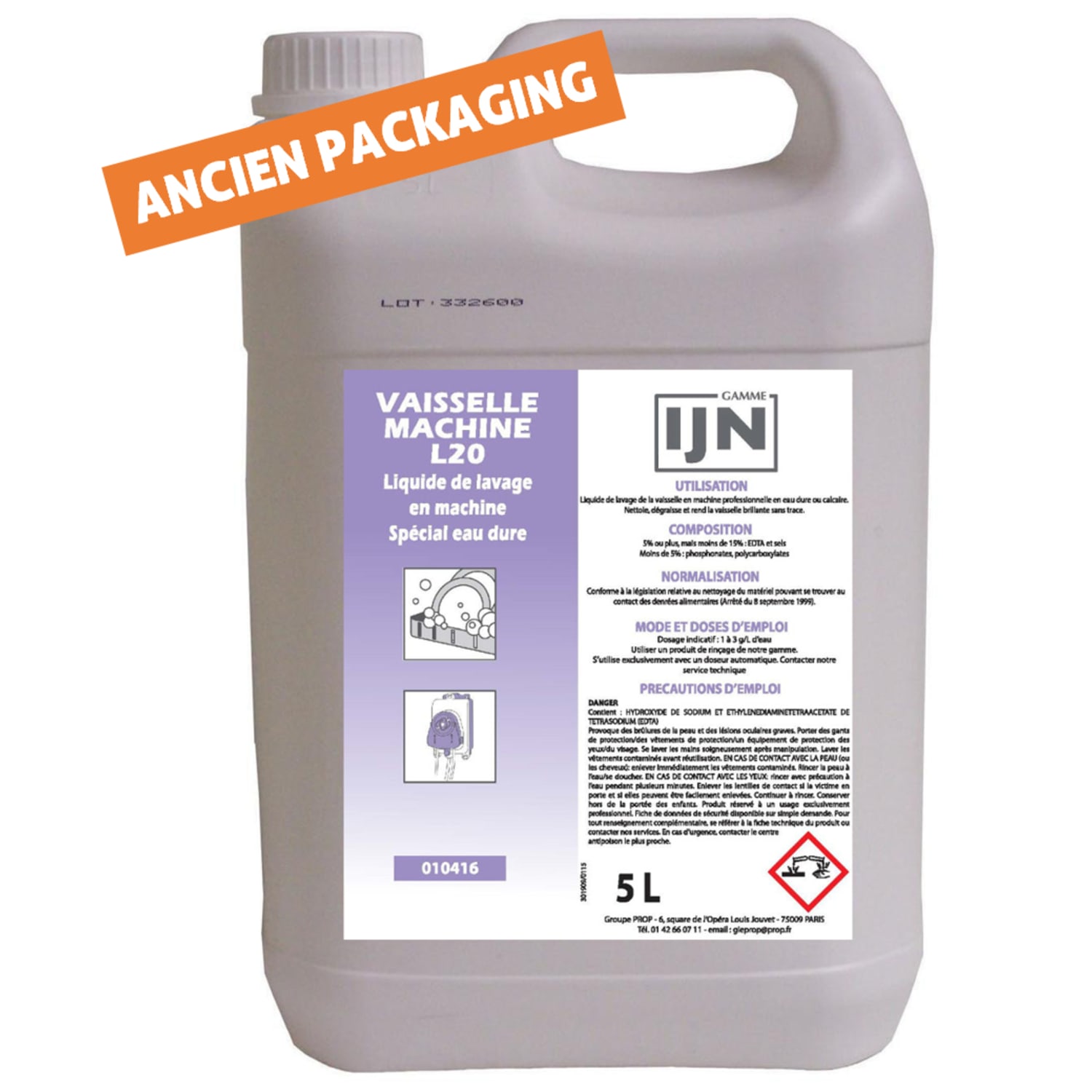 Liquide lavage vaisselle eau dure - Bidon de 5L