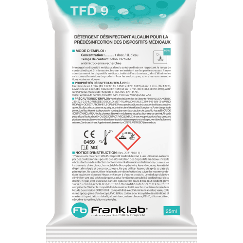 Pré-désinfectant instruments Franklab TFD9 doses de 20ml photo du produit