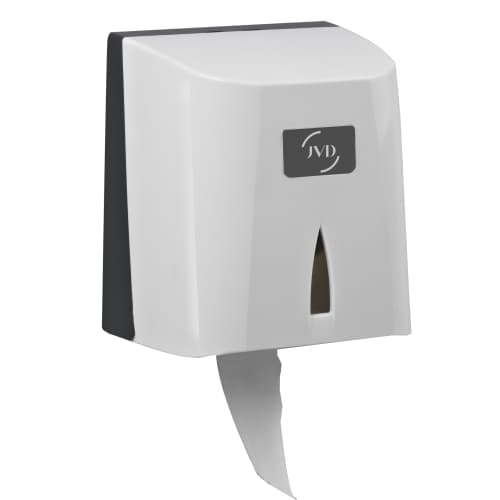 Distributeur de papier toilette JVD blanc mandrin amovible pour paquets ou rouleaux photo du produit front L