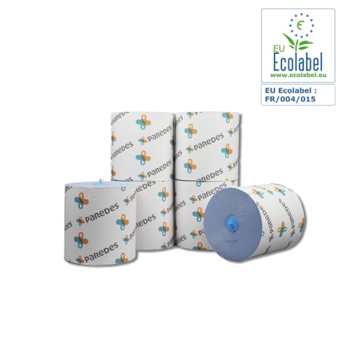 Essuie-mains rouleau bleu 195m certifié Ecolabel Paredes photo du produit front L