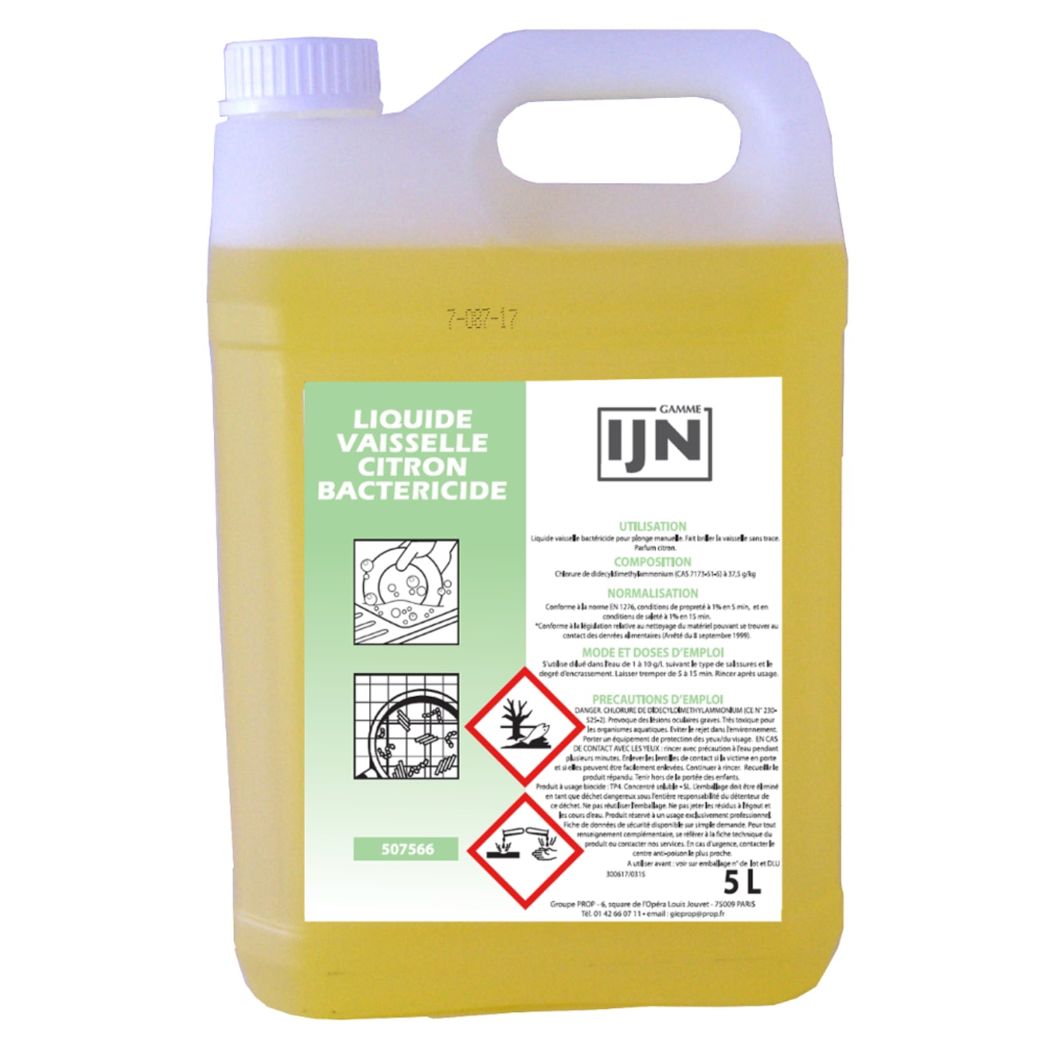 IJN liquide vaisselle citron bactéricide bidon de 5L photo du produit