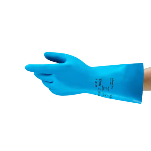 Gant de protection chimique nitrile Ansell AlphaTec 37-501 bleu flocké coton 33cm taille 9 photo du produit front L