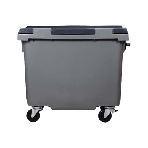 Conteneur plastique 4 roues 660L gris photo du produit Side View L