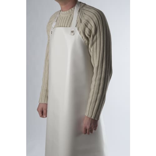 Tablier PVC/nitrile blanc Europrotex 90 x 115 cm avec attaches standards photo du produit front L