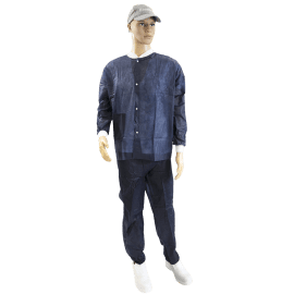 Veste de bloc PLP 45g/m² pressions col et poignets jersey manches longues bleu